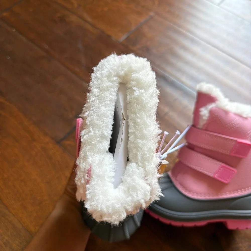 Cat & Jack Denver Pink Waterproof Snow Boots Faux Fur Trim Toddler Size 7 NEW